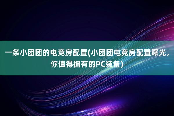 一条小团团的电竞房配置(小团团电竞房配置曝光，你值得拥有的PC装备)