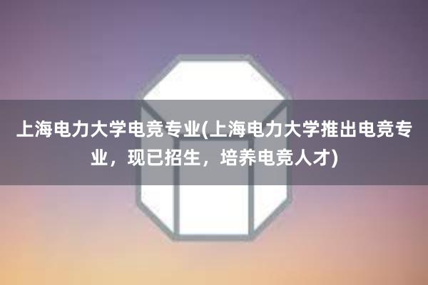 上海电力大学电竞专业(上海电力大学推出电竞专业，现已招生，培养电竞人才)