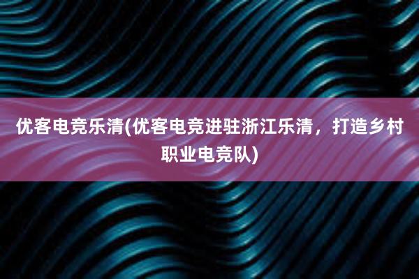 优客电竞乐清(优客电竞进驻浙江乐清，打造乡村职业电竞队)