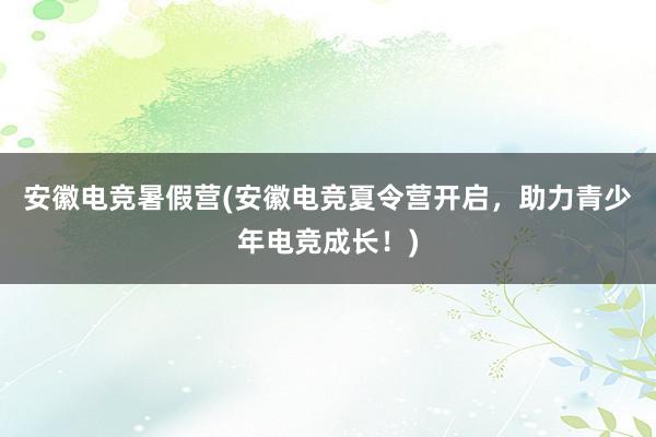 安徽电竞暑假营(安徽电竞夏令营开启，助力青少年电竞成长！)