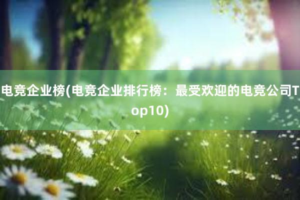 电竞企业榜(电竞企业排行榜：最受欢迎的电竞公司Top10)