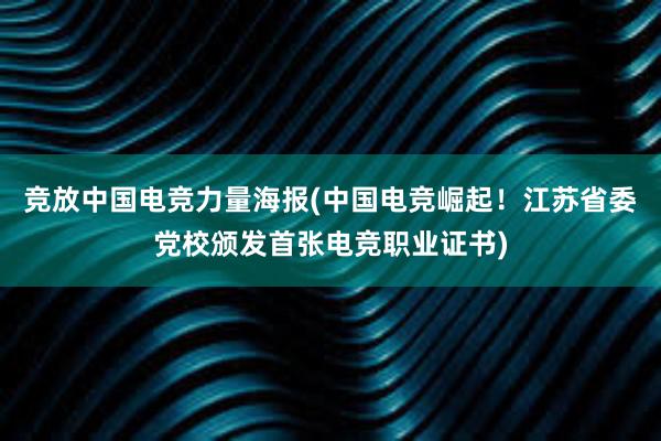 竞放中国电竞力量海报(中国电竞崛起！江苏省委党校颁发首张电竞职业证书)