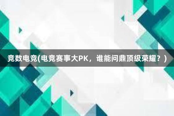 竞数电竞(电竞赛事大PK，谁能问鼎顶级荣耀？)