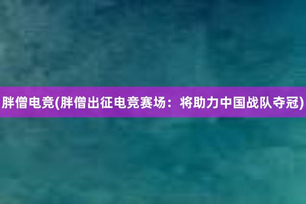 胖僧电竞(胖僧出征电竞赛场：将助力中国战队夺冠)