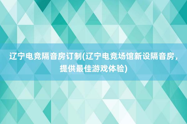 辽宁电竞隔音房订制(辽宁电竞场馆新设隔音房，提供最佳游戏体验)