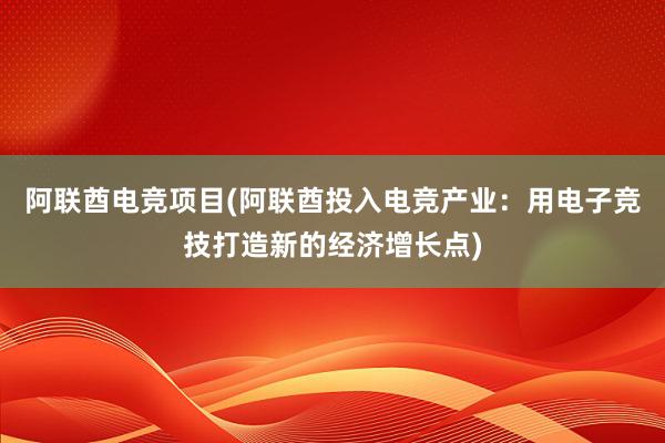 阿联酋电竞项目(阿联酋投入电竞产业：用电子竞技打造新的经济增长点)