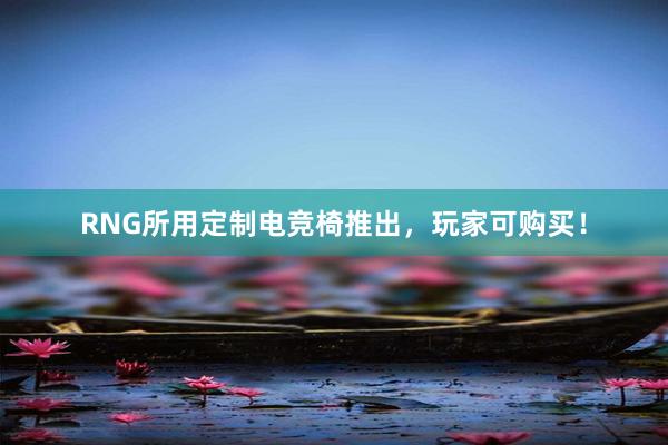 RNG所用定制电竞椅推出，玩家可购买！