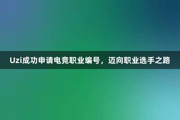 Uzi成功申请电竞职业编号，迈向职业选手之路