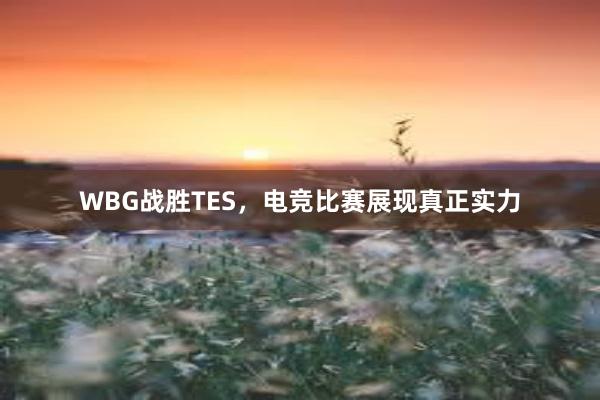 WBG战胜TES，电竞比赛展现真正实力