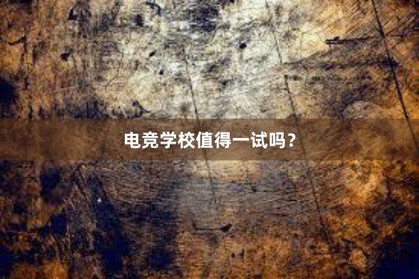 电竞学校值得一试吗？