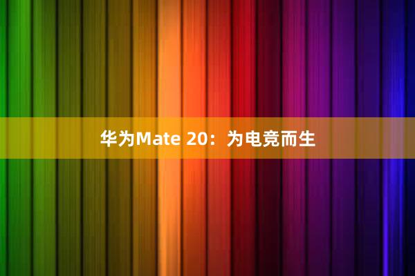 华为Mate 20：为电竞而生