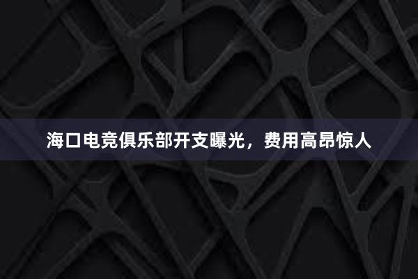 海口电竞俱乐部开支曝光，费用高昂惊人