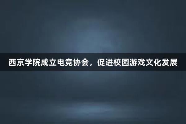 西京学院成立电竞协会，促进校园游戏文化发展